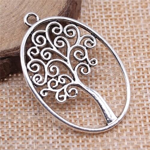 WYSIWYG 3pcs 40x27mm Pendant Oval Tree Oval Tree Charm Pendants For Jewelry Making Antique Silver Color Oval Tree Pendant Charm