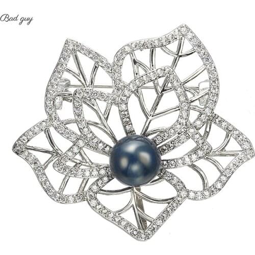 Zircon Brooch For Womens 24k Real Gold Plating Pin Leaves Jewelry Clothes Scarf Buckle Garment Accessories Pearl Pins Gifts