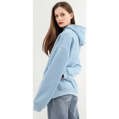 Women Solid Color Oversize Hoodie Harajuku Velvet Winter Basic Sweatshirt Casual Long Sleeve Thicken Hooded lovers Tops Hoody