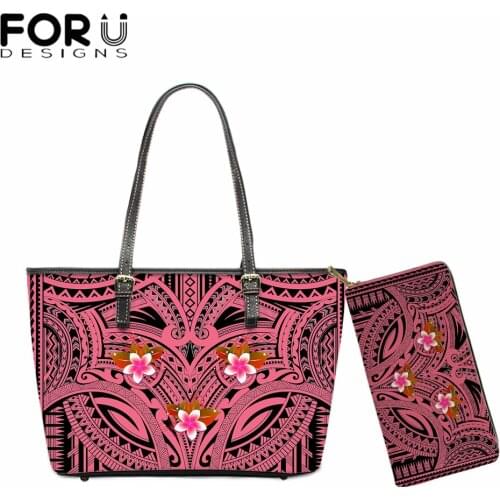 FORUDESIGNS Polynesian Tribal Gradient Flower Design Hot Sales Women Top-Handle Bags Ladies Shouder Handbag Set sac a main femme