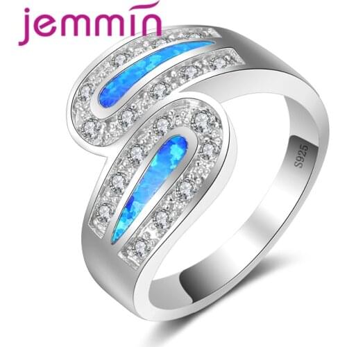 Brand Geometric Design Fine 925 Sterling Silver Rhinestone Rings For Party Jewelry Women Bridal Wedding Bands Ring