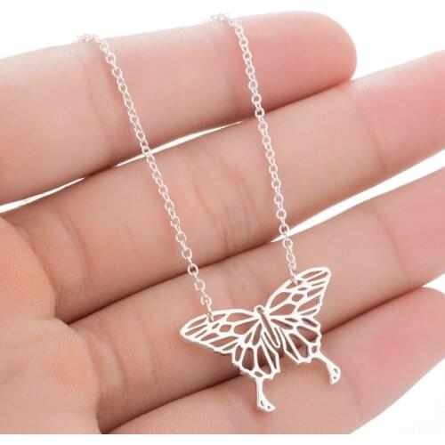 Butterfly Necklace for Women Geometric Butterfly Pendant Chain Origami Statement Necklaces Trendy Jewelry Gift