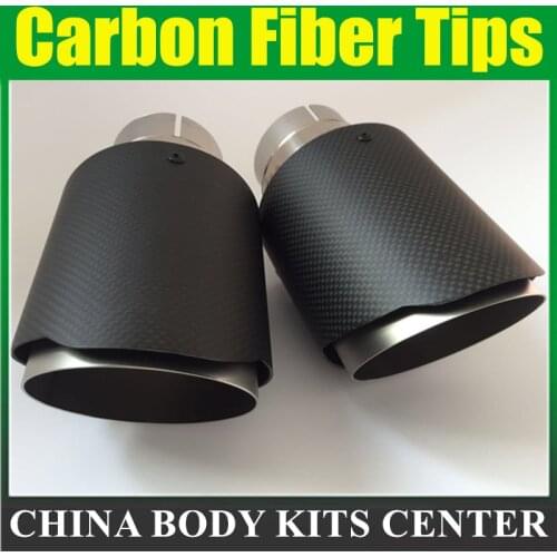 1pcs universal various sizes carbon fibre car exhaust muffler tip FOR golf 7 BMW Benz straight silver flange