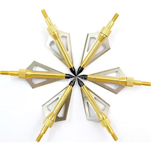 12 pcs Gold 100 Grain hunting Broadheads Crossbow Arrow Head Tips Bolts archery bow Free shipping