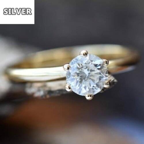 2 Colors Rigant High Quality Classic six-prong Cubic Zircon Wedding Rings by Environmental Alloy Cheap Women Wedding Rings