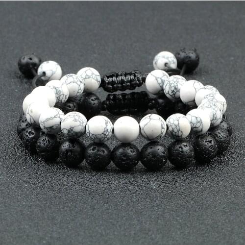 2Pcs/set 8mm Pure Color Couple Bracelets Turquoises Lava Tiger Eye Stone Natural Stone Handmade Bangle Jewelry Yoga Healing Gift