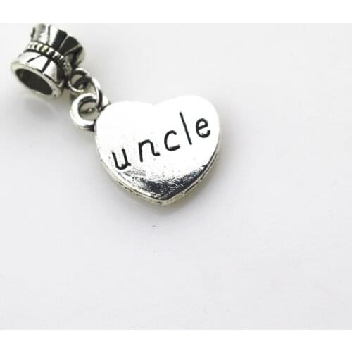 20pcs/lot Heart Uncle Charms Dangle Hanging Charms big hole Beads European pendant fit charms bracelet DIY jewelry