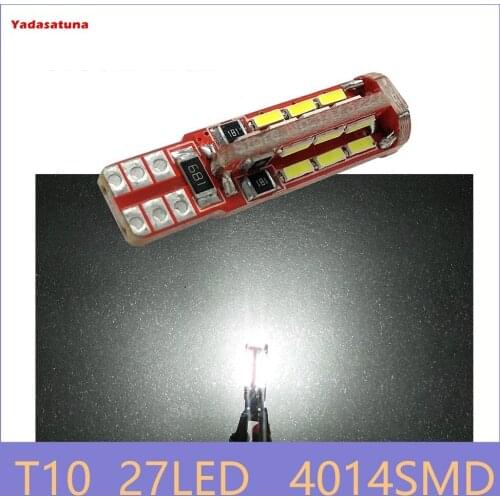 4Pcs/lot T10 W5W 194 168 4014 27SMD Canbus Error Free for Side marker Indicator License plate Light White Universal For all Cars