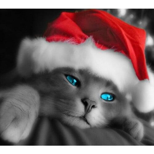 5D Diamond Mosaic Christmas Cats Handmade Diamond Painting Cross Stitch Kits Diamond Embroidery Patterns Rhinestones Needlework