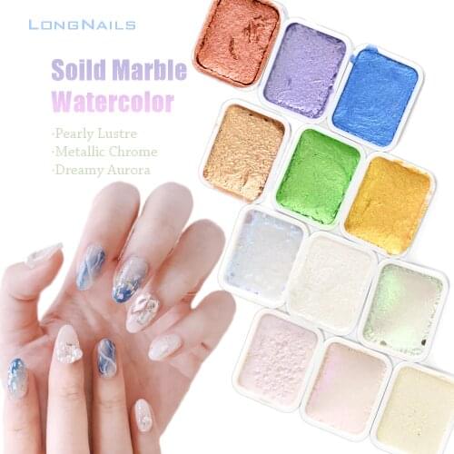 6color- Dreamy Unicorn Marble Watercolor Glitter Chrome Metall Soild Watercolour Paint Pigment Art Nail Dispensing Glitter 4*5cm
