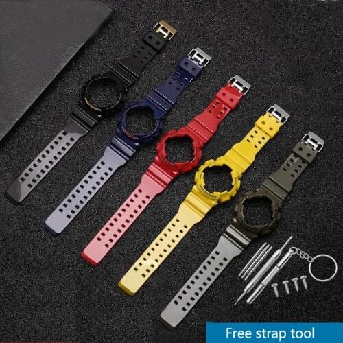 Watch accessories resin strap mens pin buckle strap case for Casio G-SHOCK GA-110 GA-100 GD-1205146 5081 waterproof watch band