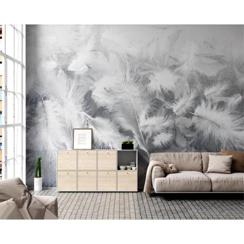 Beibehang Custom wallpaper papel de parede White feather wall decoration painting custom large mural 3d wallpaper