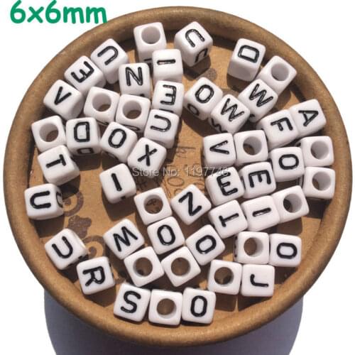 Acrylic Letter Beads Black White Square Cube English Alphabet Bead For Jewelry Making Handmade diy Bracelet Necklace 6mm 2600pcs