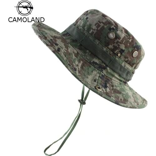 CAMOLAND Military Army Hiking Tactical Bucket Hats Women Men Summer UV Protection Sun Hat Camouflage Fishing Hat Male Beach Caps