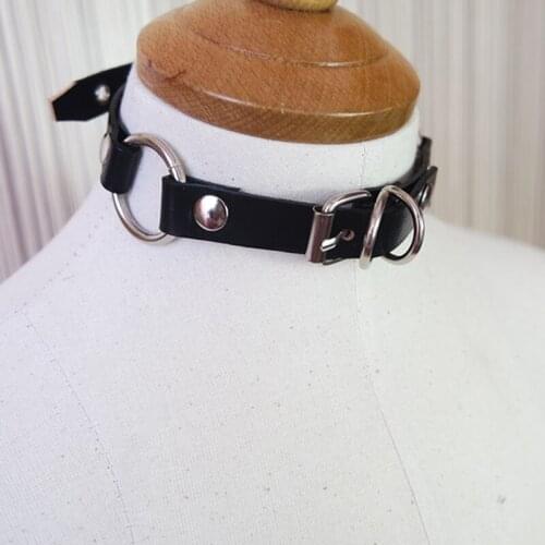 Sexy Harajuku 100% handmade Choker, Leather Buckle Necklace, O Round Punk Rock Metal Collar Necklace