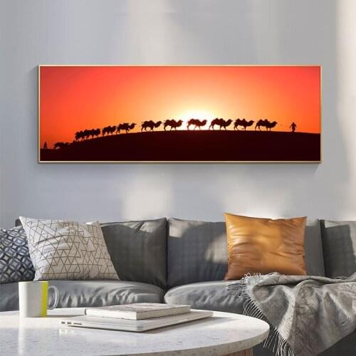 Desert Camel Sunset Canvas Painting Posters and Prints Modern Abstract on the Wall Art Living Room Cuadros Decoracion Salon