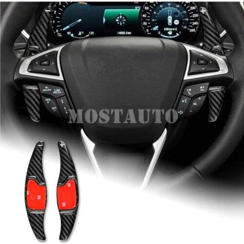 For Ford Fusion Mondeo Edge Taurus 2015-2020 Real Carbon Fiber Paddle Paddle Shift Steering Wheel Shifter Extension Black/Red