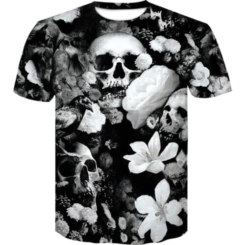 Summer 2020 mens skull print T-shirt hip hop funny men and women round neck half sleeve T-shirt