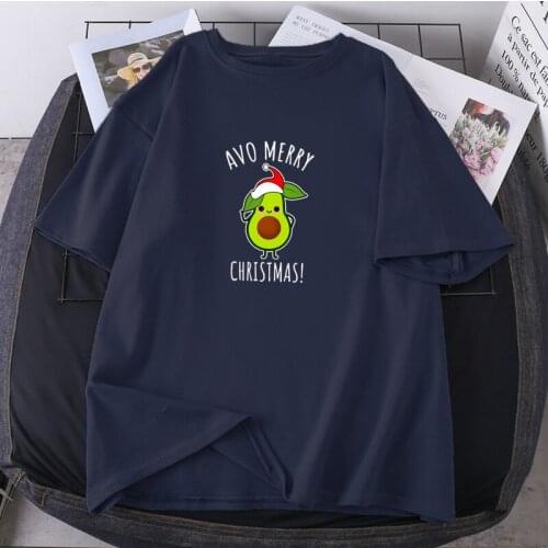 Avo Merry Christmas Print Woman T-shirts Hip Hop Loose Clothing Summer O-neck Female High Quality 2021 New Arrival Camisetas