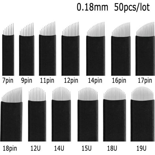 50pcs/lot 0.18mm Black Needles Permanent Makeup Flex Blades For Tebori Microblading Pen