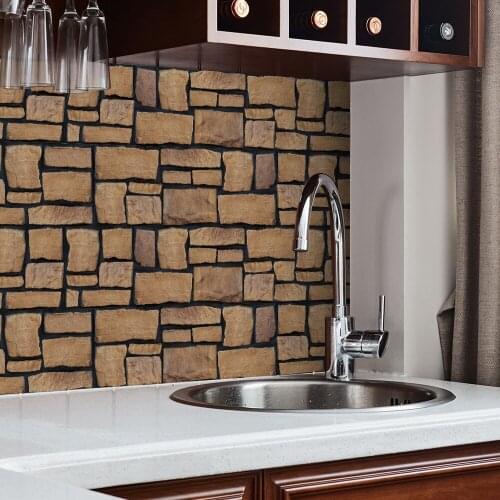 Kitchen Oil-proof Sticker Simulation Bump Stone Pattern Nordic Wall Decoration PVC Self-installed DIY Large Size Wall Stickers