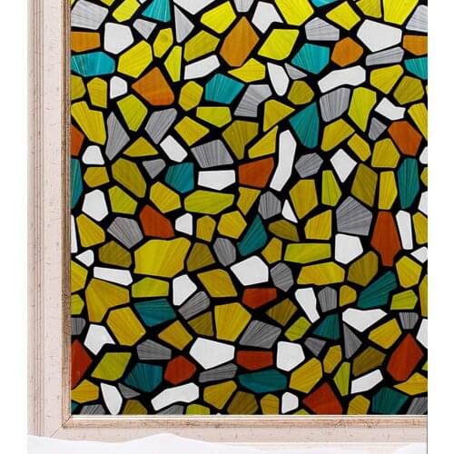 Window Stickers Colorful stone Decorative Glass Film Window Film Non-Adhesive Static Cling Stained Window Stickers for Home