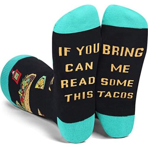 Peonfly If Funny You Can Read This Bring Me Some Tacos Pattern Novelty Men Art Christmas Gift Humour Words Happy Socks