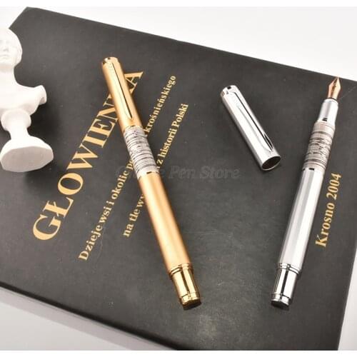 Fuliwen 815 Metal Golden And Silver Medium Nib 0.5mm Fountain Pen Professional Stationery Supplies Writing Tool Gift