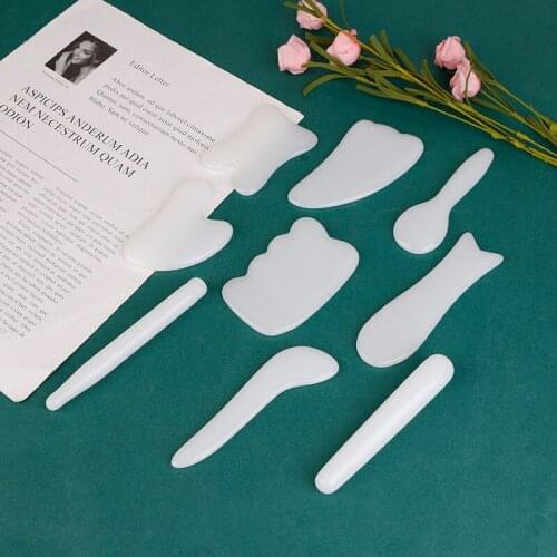 Natural Jade Guasha Board Scraching Face Eyes Scraping GuaSha SPA Massage Tool Health Care Acupoints Plate Massager Tools 1PC