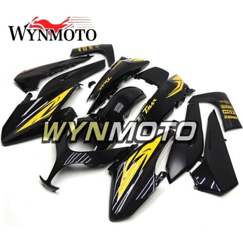 Full ABS Plastic Injection Motorcycle Fairings For Yamaha T-MAX 500 2008 2009 2010 2011 Gloss Black Yellow Decals Body Frames