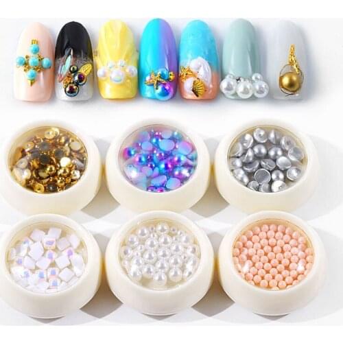 Semicircle White/Ivory Pearls Bead Pearls Half Round Flatback Beads Beige Gems ABS Resin Nail Art DIY Decoration Makeup Tools