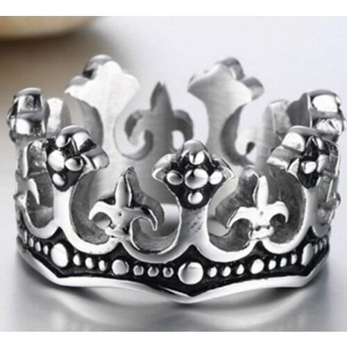 Retro Punk Black Crown Knight Cross Ring Mens Charm Jewelry Cocktail Ring Wedding Ring Engagement Accessories Anniversary Gift