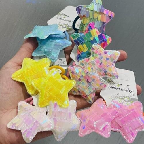 2Pcs/lot Shiny Star Princess Headwear Baby Headdress Children Hair Ropes Girls Hair Accessories Kids Elastic Hair Bands