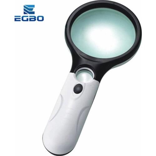 Handheld 3X 45X Illuminated Magnifier Microscope Magnifying Glass Aid Reading for Seniors loupe Jewelry Repair Tool With 3 LED