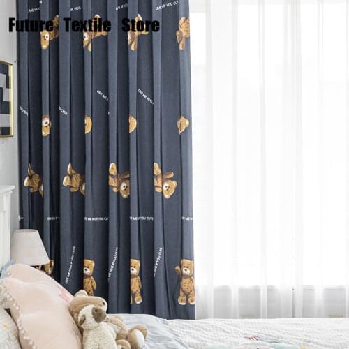 Modern Simple Polyester-cotton Printed Curtains European Blue Light Luxury Curtains Can Be Customized Living Room and Bedroom