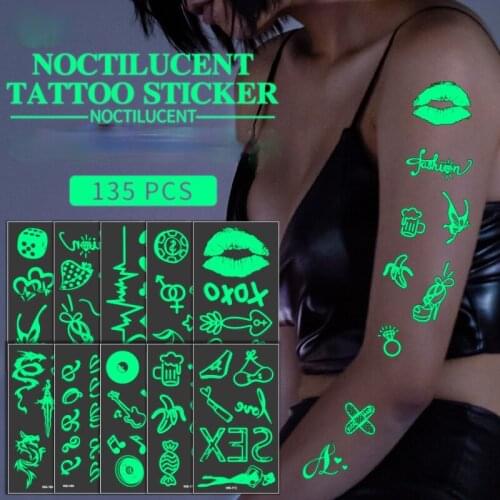 20 Kinds of Fashion Design Music Festival Luminous Tattoo Stickers Rock Band Concert Nightclub Bar Birthday Fluorescent Party