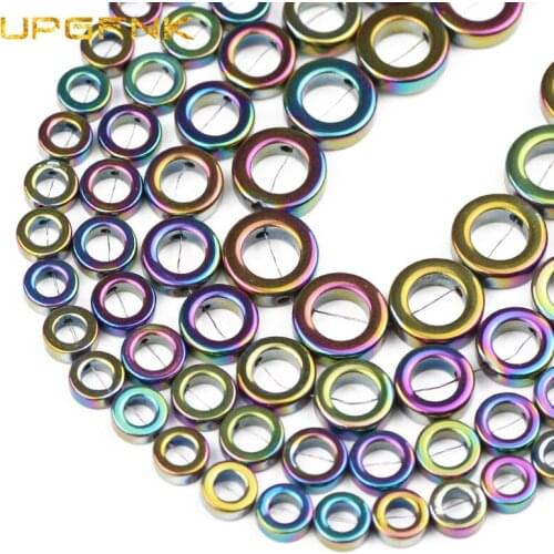 UPGFNK Natural Stone Multicolored Round Hematite 8/10/12/14mm Circle Shape Spacer Loose Beads For Jewelry Making Diy Bracelet
