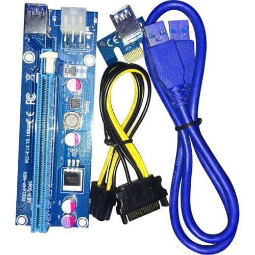 VER006C PCIe 1X to 16X Express Riser Card 006C Extender Graphic Pci-E Riser USB 3.0 Cable SATA to 6Pin for BTC Mining