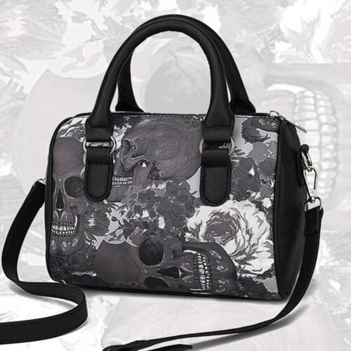 Vintage Women Crossbody Bags Skull Printing PU Leather Casual Small Ladies Messenger Shoulder Handbags for Shopping