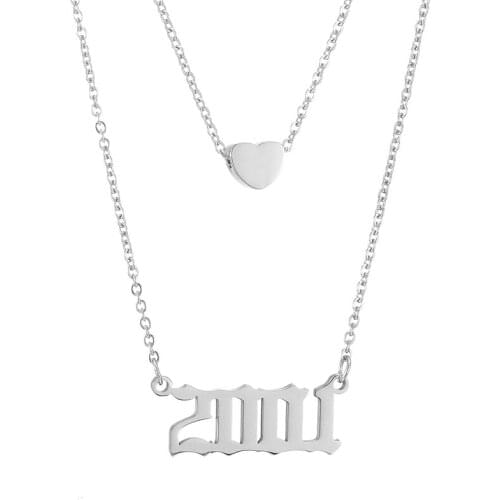 Cute Heart Custom Any Lover Baby Birth Year Collares Personalized Anniversary Necklace for Women Jewelry Couple Gift Love Bijoux