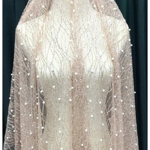 1yards/ lot length 150cm width glitter powder beads tulle mesh net Lace Fabric for wedding dress decoration high quality