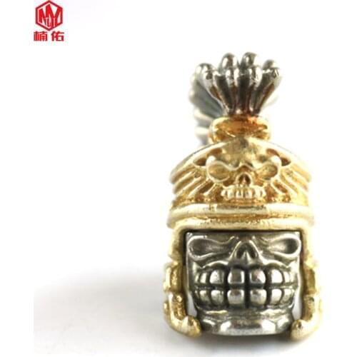 1PCS Roman Undead Skull Brass Helmet Paracord Knife Bead Outdoor Survival Parachute Bead Keychain Pendant