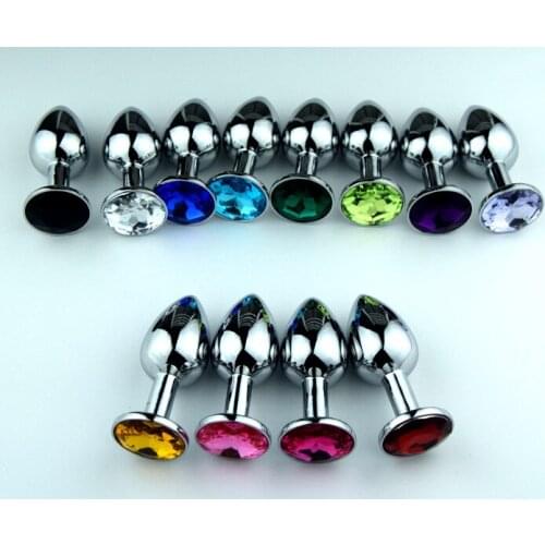 1pcs waterproof 80*35mm Metal Medium Anal Toys,Butt Plug, Booty Beads,Stainless Steel+Crystal Jewelry,Sex Products Random Colors