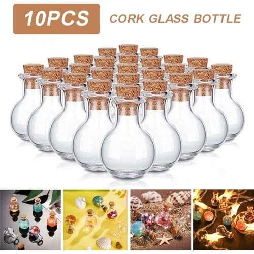 10pcs Mini Small Glass Drifting Bottles With Cork Stopper For DIY Craft Gifts Wishing Bottles Home Decor Supplies