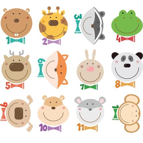 12 Pieces of Monthly Stickers Baby Photography Milestone Memorial Month Newborn Child Memorial Card Number Photo Accessory Gifts