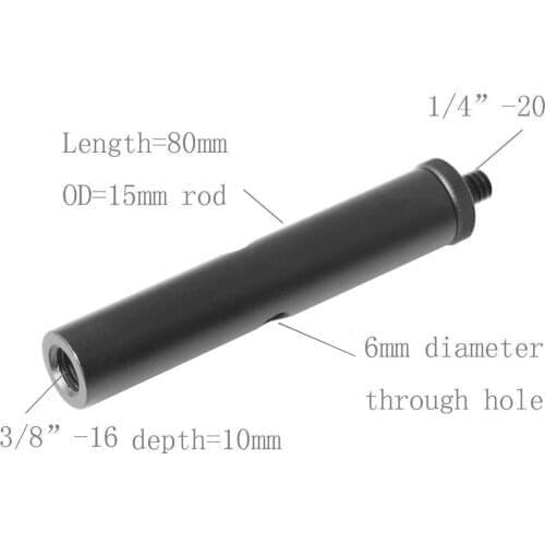15mm Aluminum Alloy Rods 80mm Long for 5D2 5D3 DSLR Camera Rods System Female 3/8" Mount to Male 1/4" Thread Connecting Screw