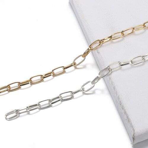 2 Meters 6mm Width Silver Gold Metal Rolo Cable Link Big Chains Necklace Bracelet Chain for Jewelry Making DIY Craft Wholesale
