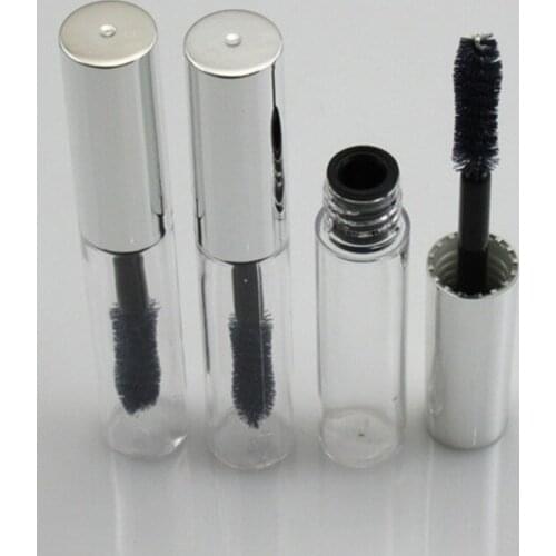 200pcs 4ml Silver Cap Plastic Bottle Empty Mascara Tubes Cosmetic Bottle Eyelash Containers Dispensing Bottle Empty Tube