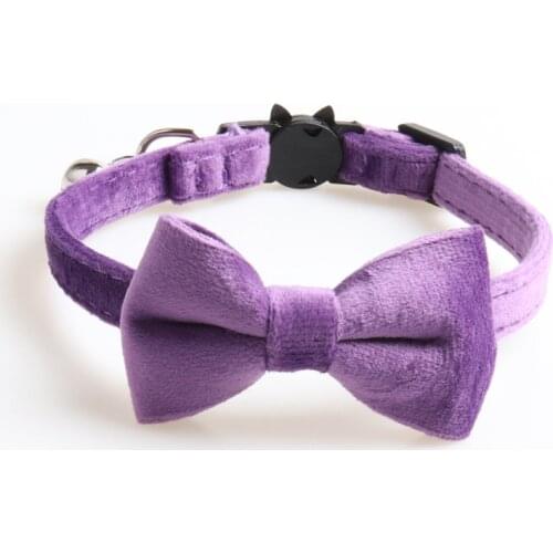 40PCS / LOT New Pet Collar High Texture Velvet Bow Cat Collar With Bells Pet Bowtie Cat Accessores