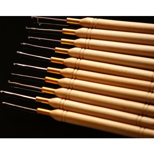 48 pieces per lot, Micro Ring Hair Extension Wooden Pulling Needle Threader Feather Hook Tool+Free shipping